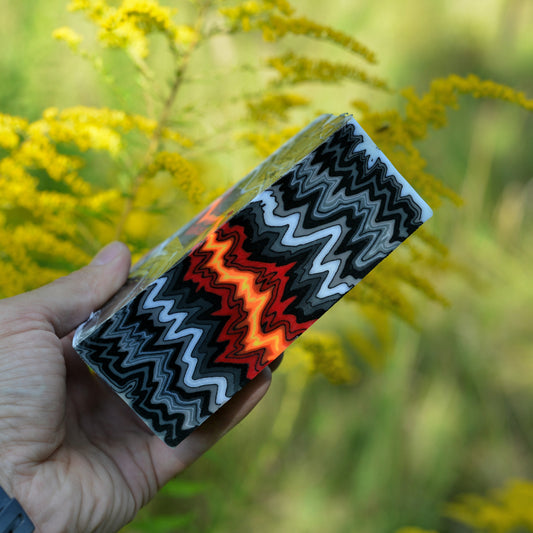 Handmade micarta-style composite block in black, white, gray and red colors for custom knife handle making #04