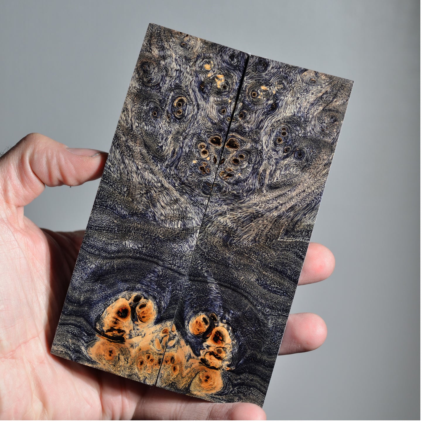 Natural earth tone stabilized burl wood block for custom knife handles